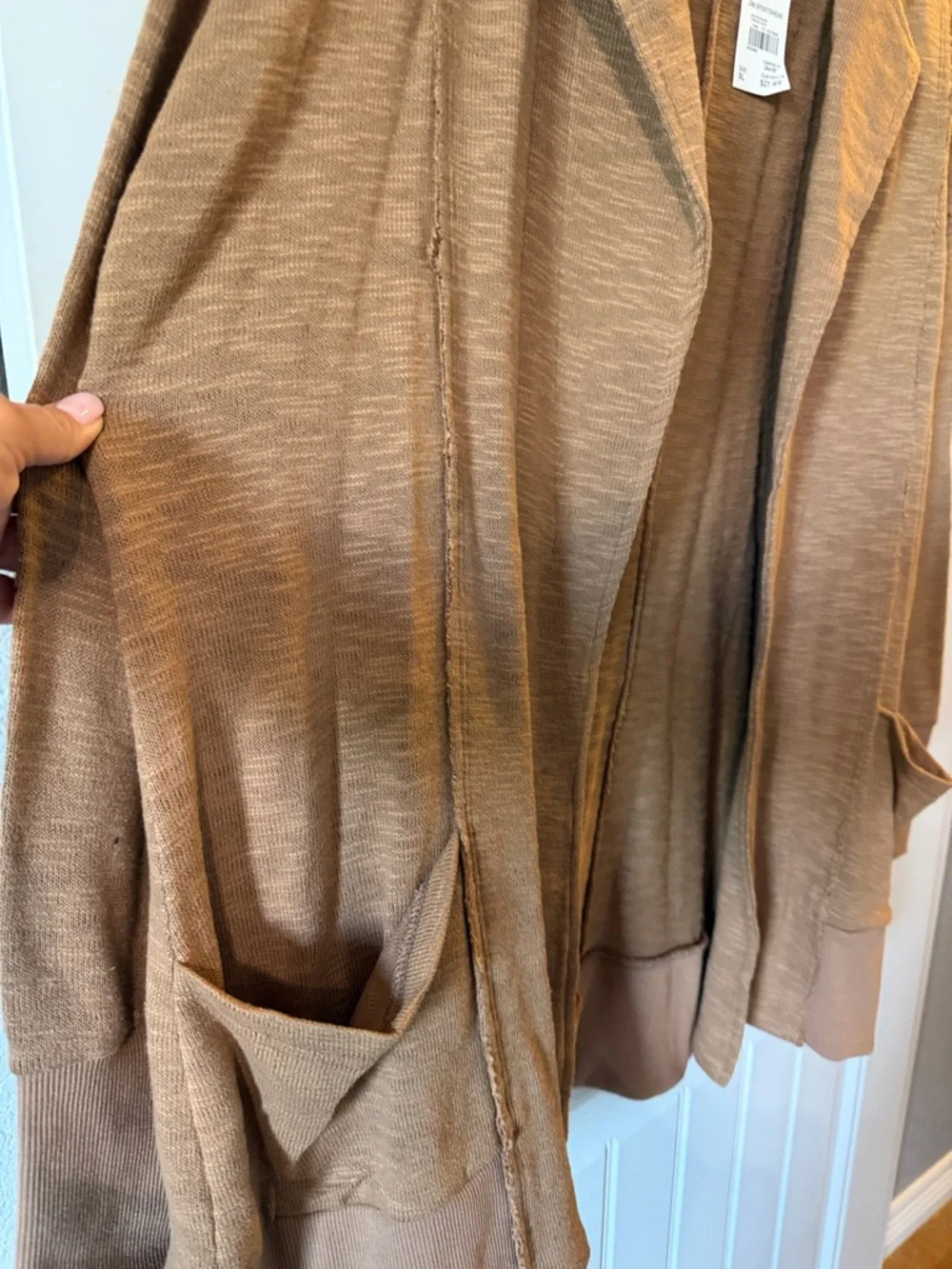 Lightweight Open Front Cardigan Jacket in Camel - Picture 2 of 5